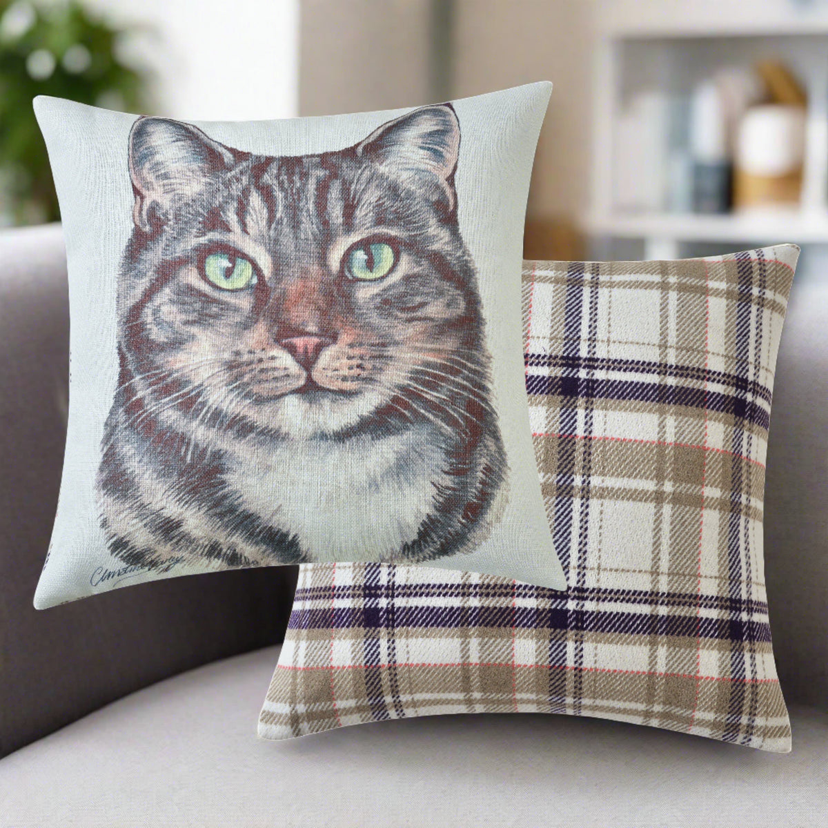 Tabby Cat Filled Seat Cushion