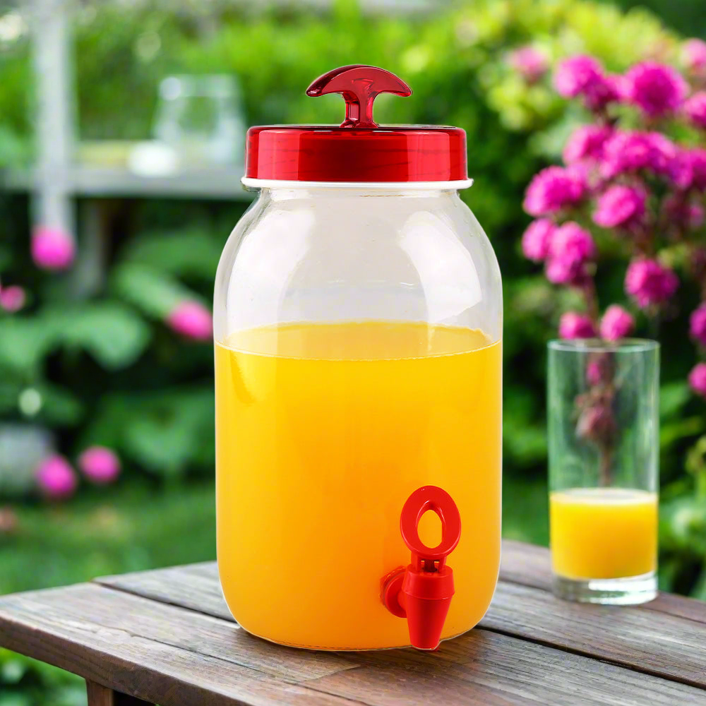 3 Litre Beverage Dispenser with Red Lid