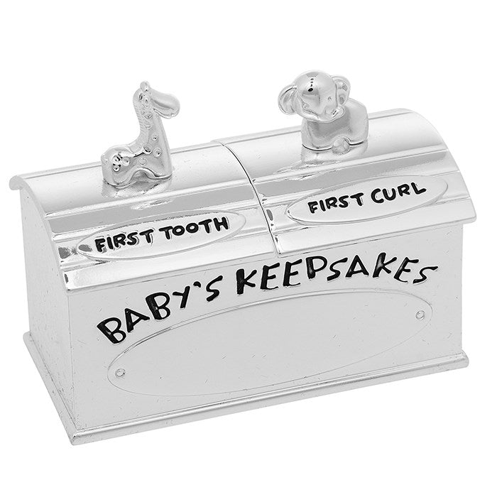 Unisex Silver Plated Baby Keepsake Box