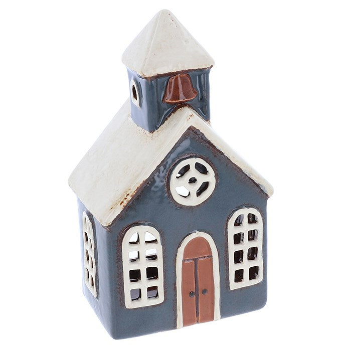 Village Pottery Church with Bell Tealight Holder