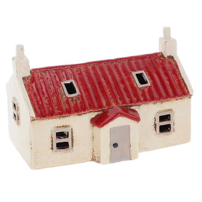 Village Pottery Croft Red Tin Roof House Tealight Holder