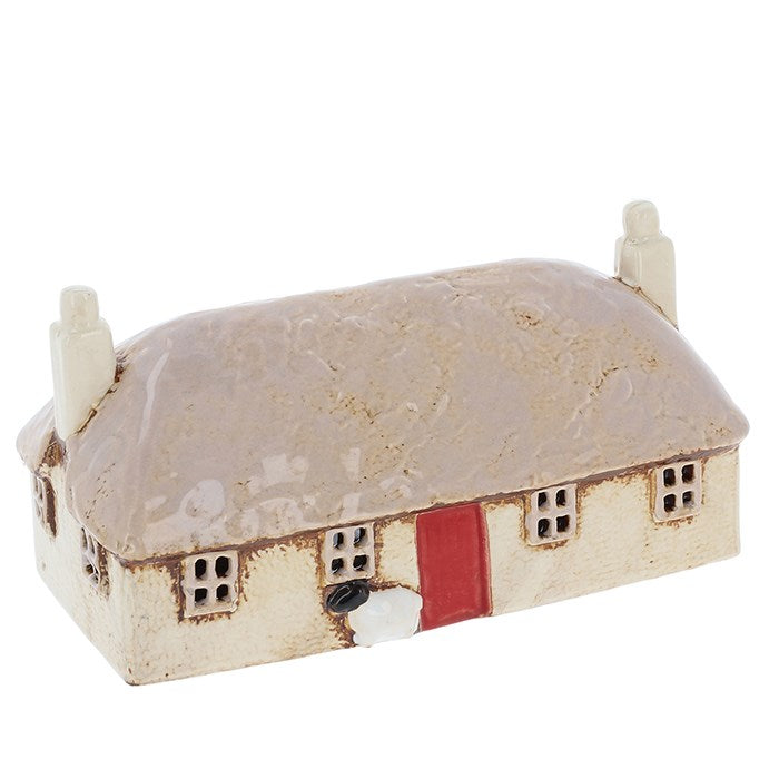 Village Pottery Croft Thatched Roof House Tealight Holder