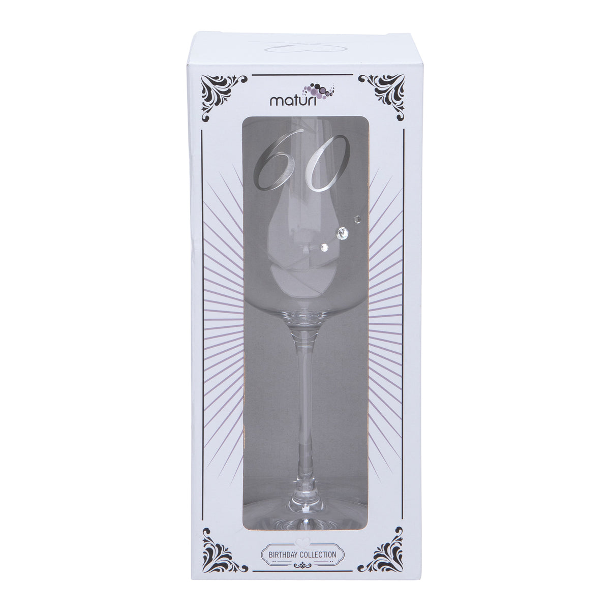 60th Birthday Etched Heart Wine Glass