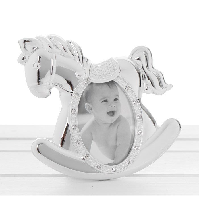 Rocking Horse Polished Silver Photo Frame