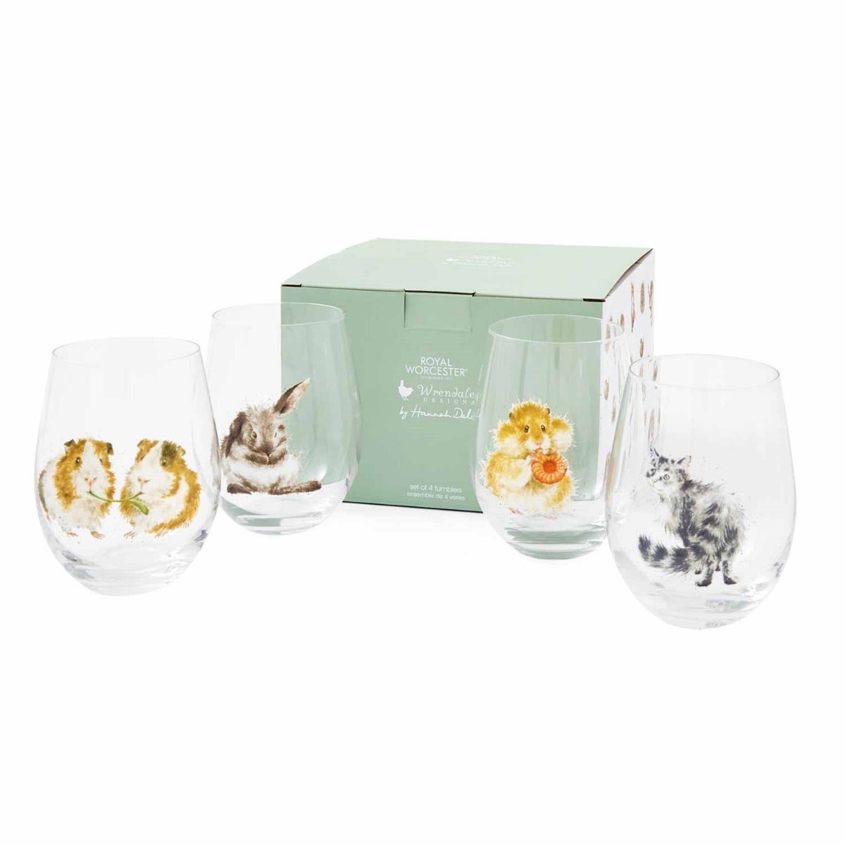 Wrendale Designs Set of 4 Animal Glass Tumblers