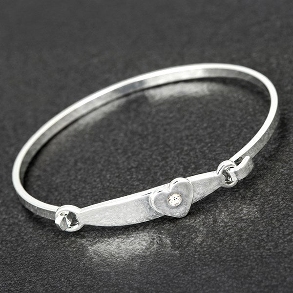 Silver Plated Christening Heart Bangle