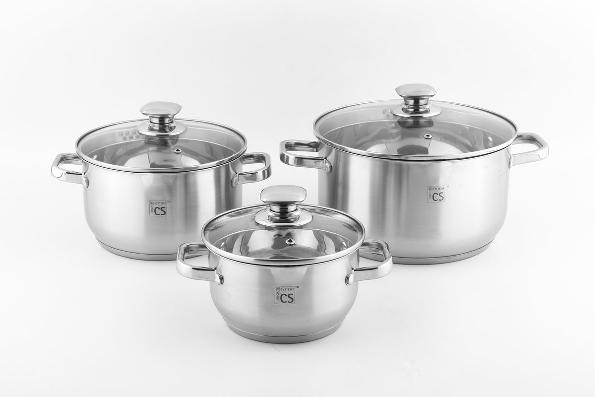 Leipzig 3pcs Draining Stainless Steel Cookware Set