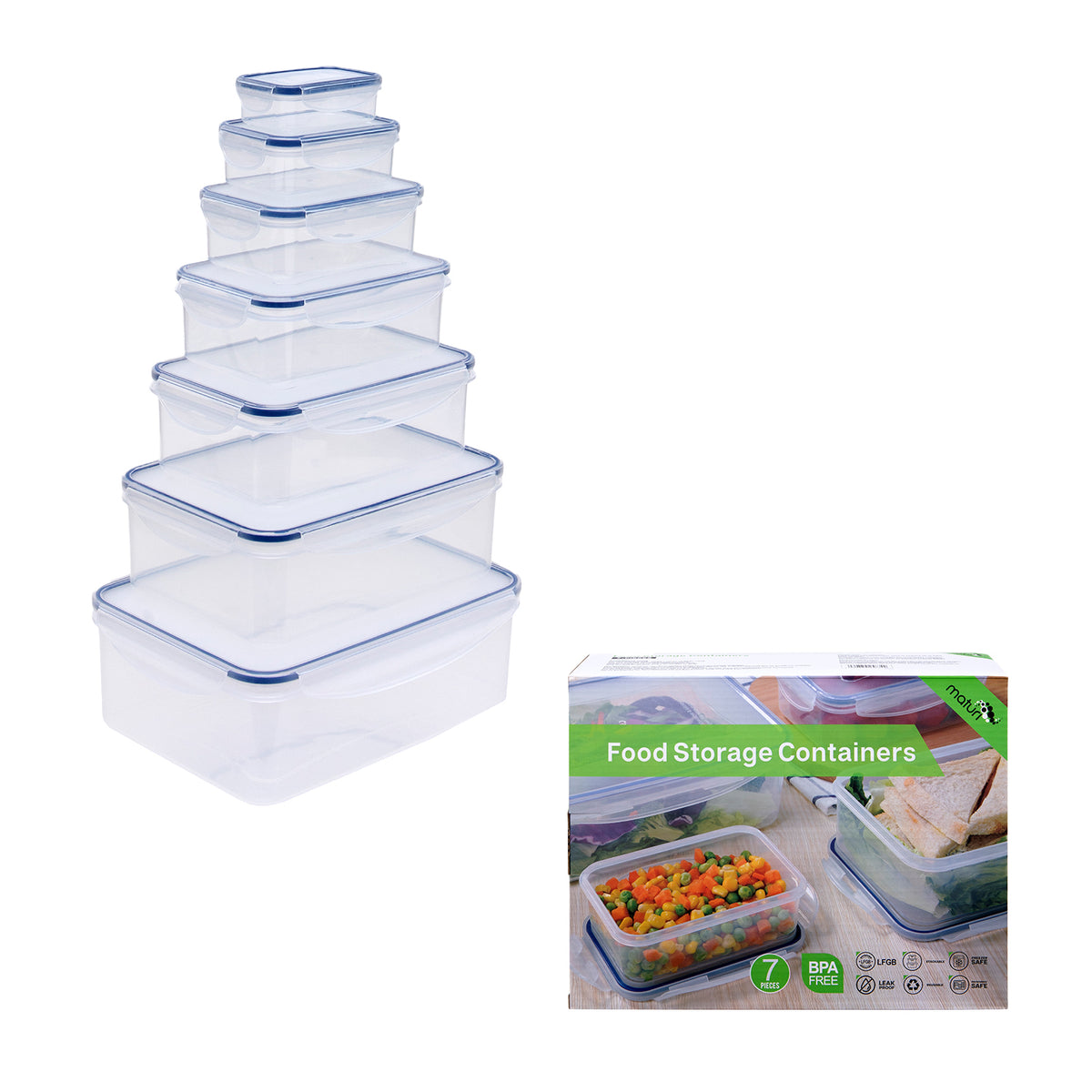 Seven Piece Rectangular Food Storage Set