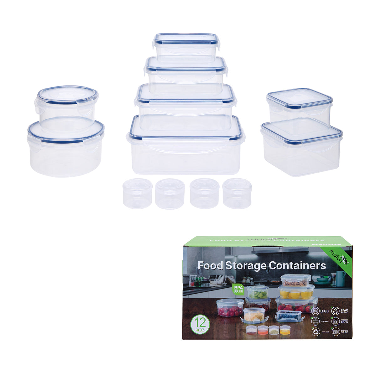 Twelve Piece Mixed Shape Food Storage Set