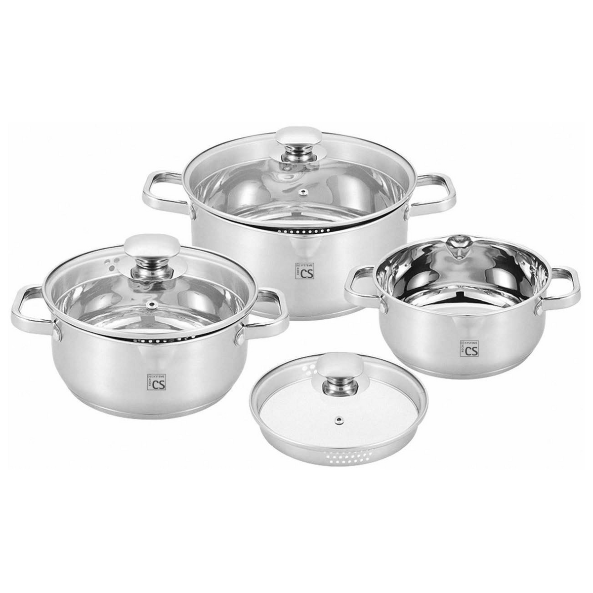 Leipzig 3pcs Draining Stainless Steel Cookware Set