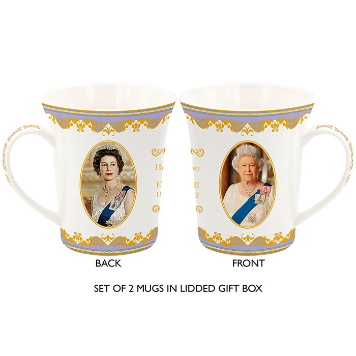 Queen Elizabeth II Fine China Mug - Set of Two