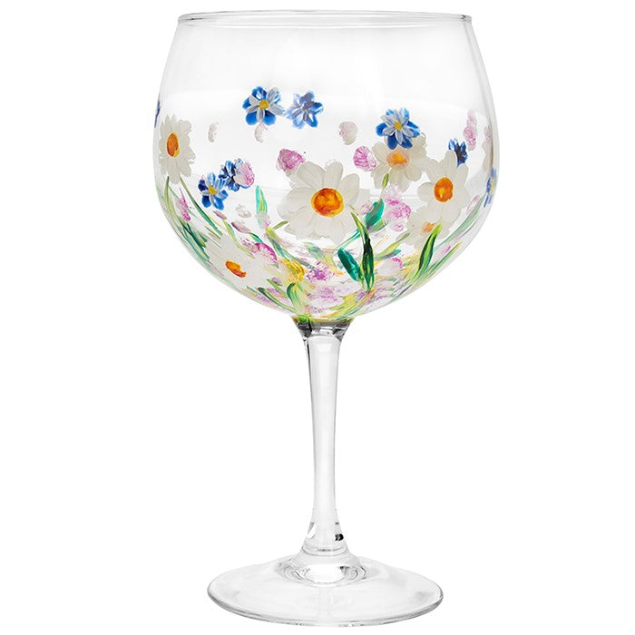 Hand Painted Dainty Daisy Flower Gin Glass