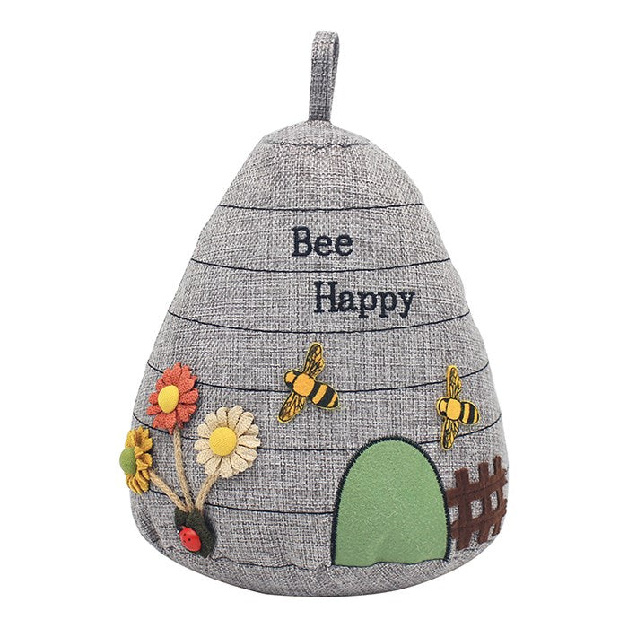 Bee Happy Grey Hive Shape Doorstop