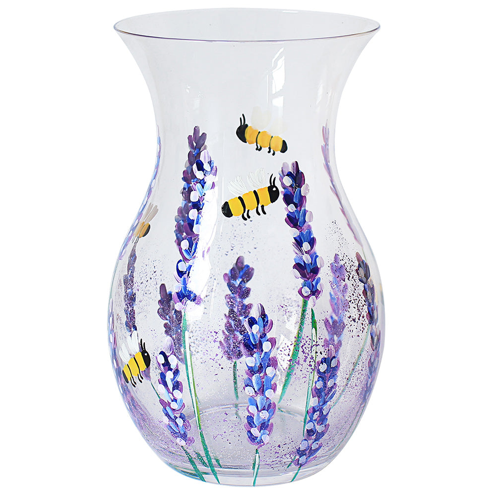 Lavender &amp; Bees Painted Vase