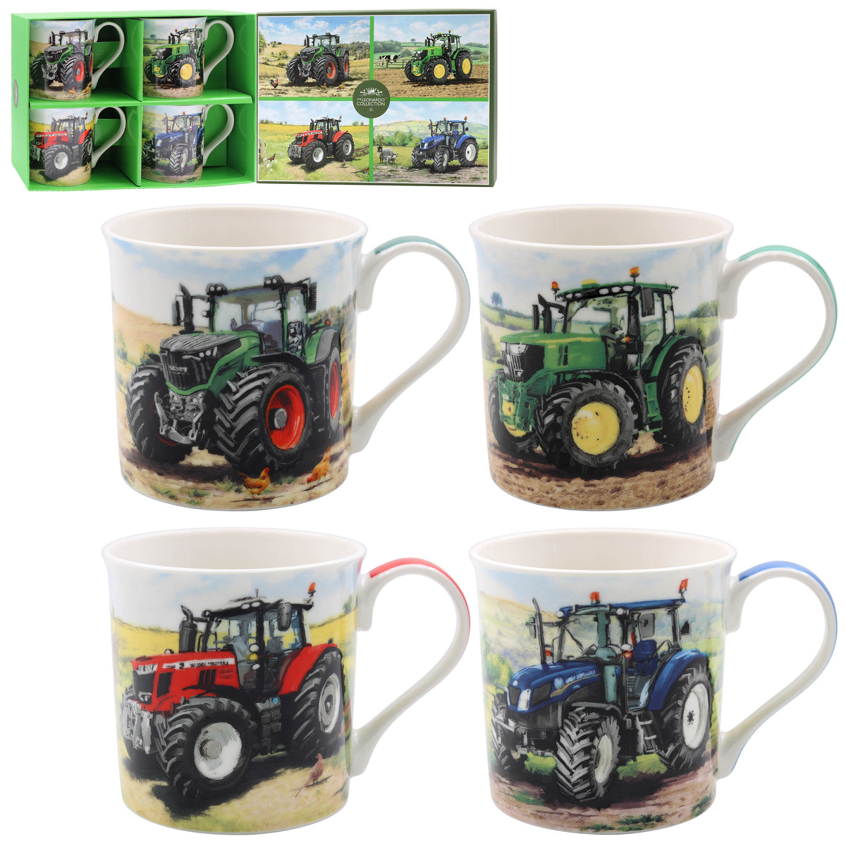 Farm Tractors Fine China Mugs - Set of 4