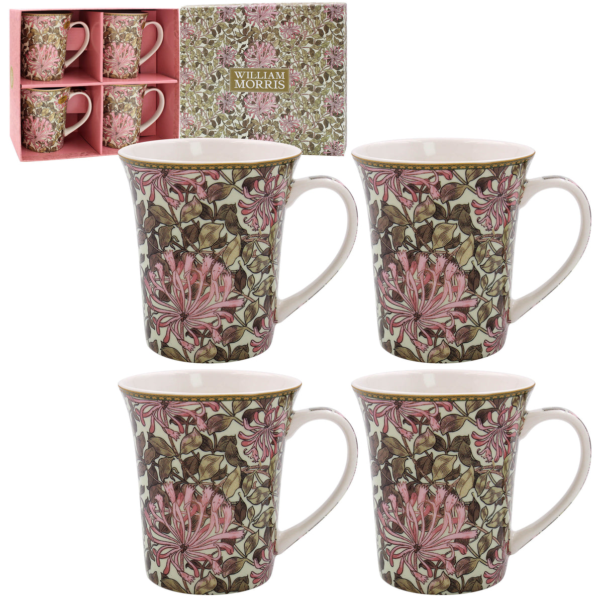 William Morris Honeysuckle Set of 4 Gift Boxed Mugs