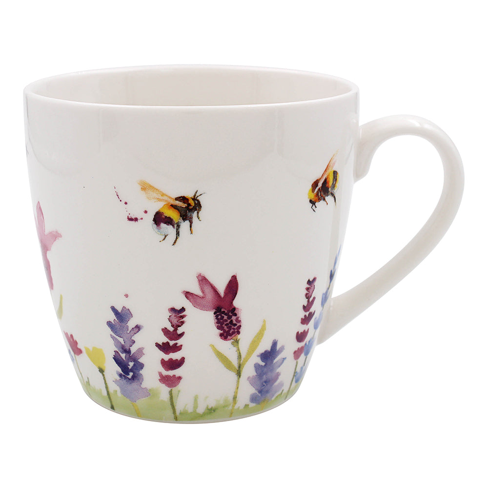 Lavender &amp; Bees Fine China Breakfast Mug