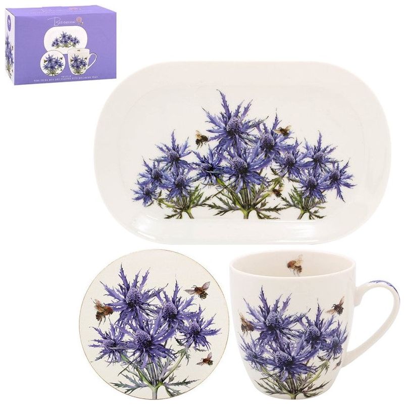 Bee-Tanical Mug, Coaster and Tray Set Thistle