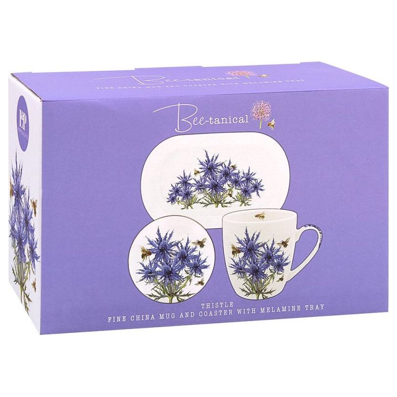 Bee-Tanical Mug, Coaster and Tray Set Thistle