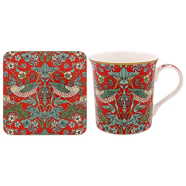 Strawberry Thief Mug &amp; Coaster Set