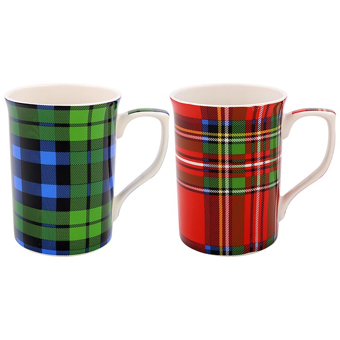 Tartan Fine China Mugs Set of Two