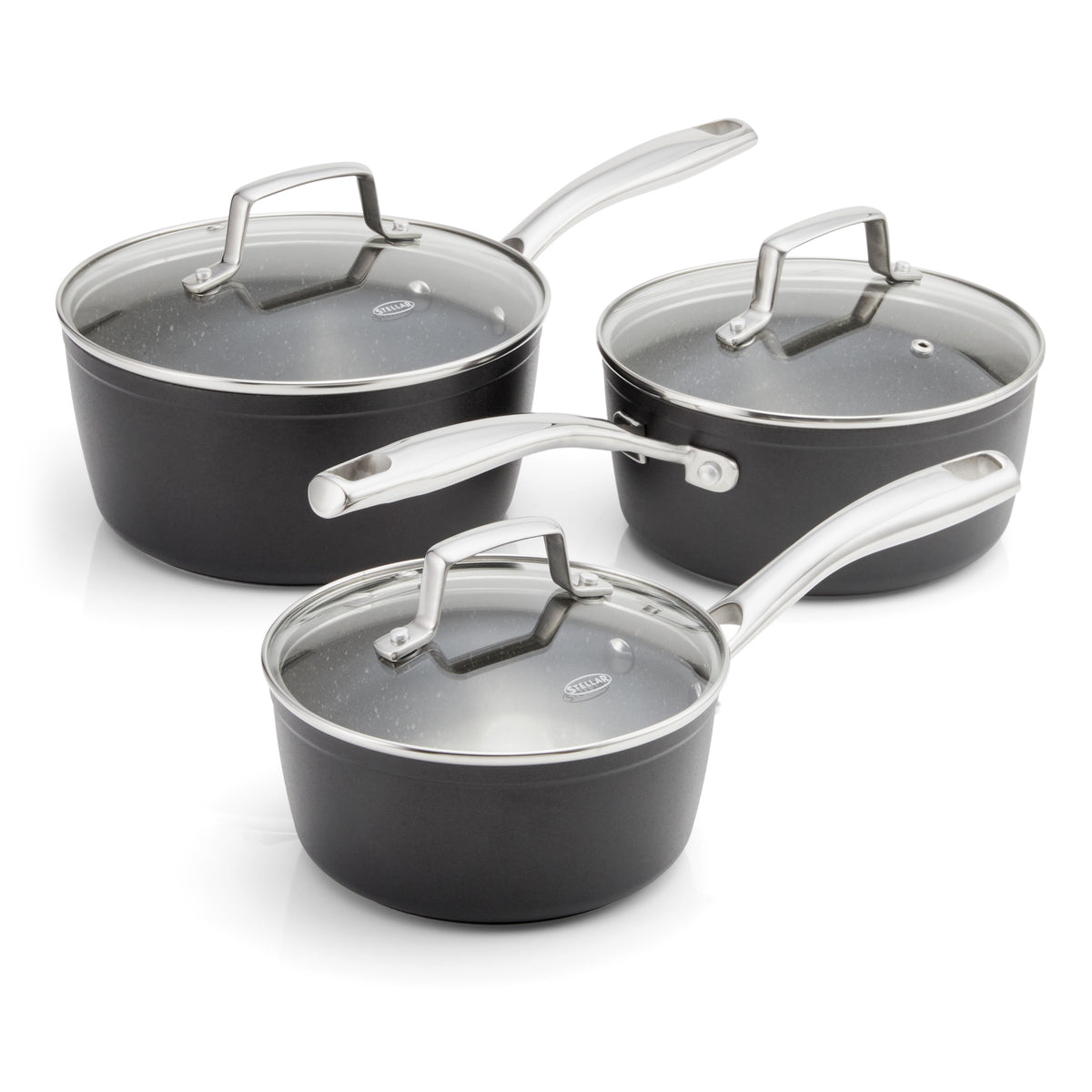 Stellar Rocktanium 3 Piece Non-Stick 16/18/20cm Saucepan Set