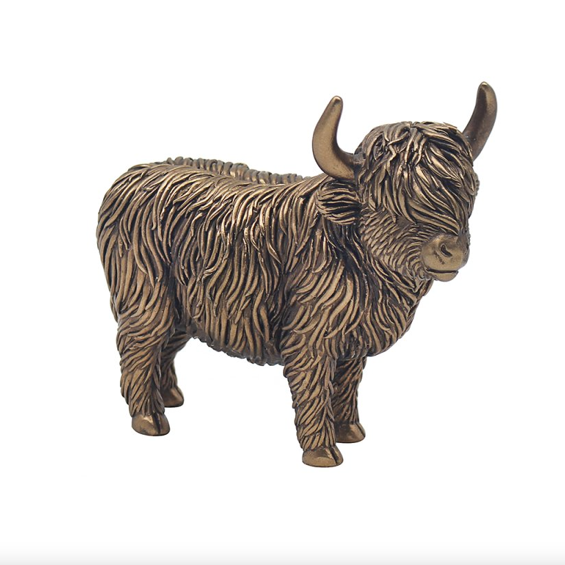 Bronze Highland Cow Figurine Ornament