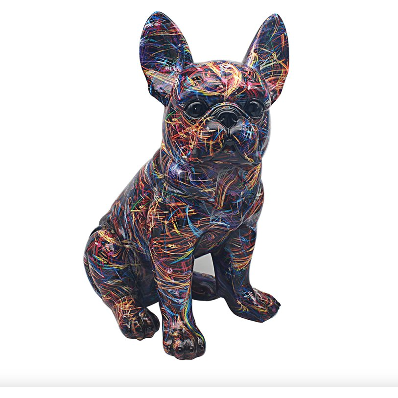 Multi-Coloured Large Sitting Bulldog Figurine