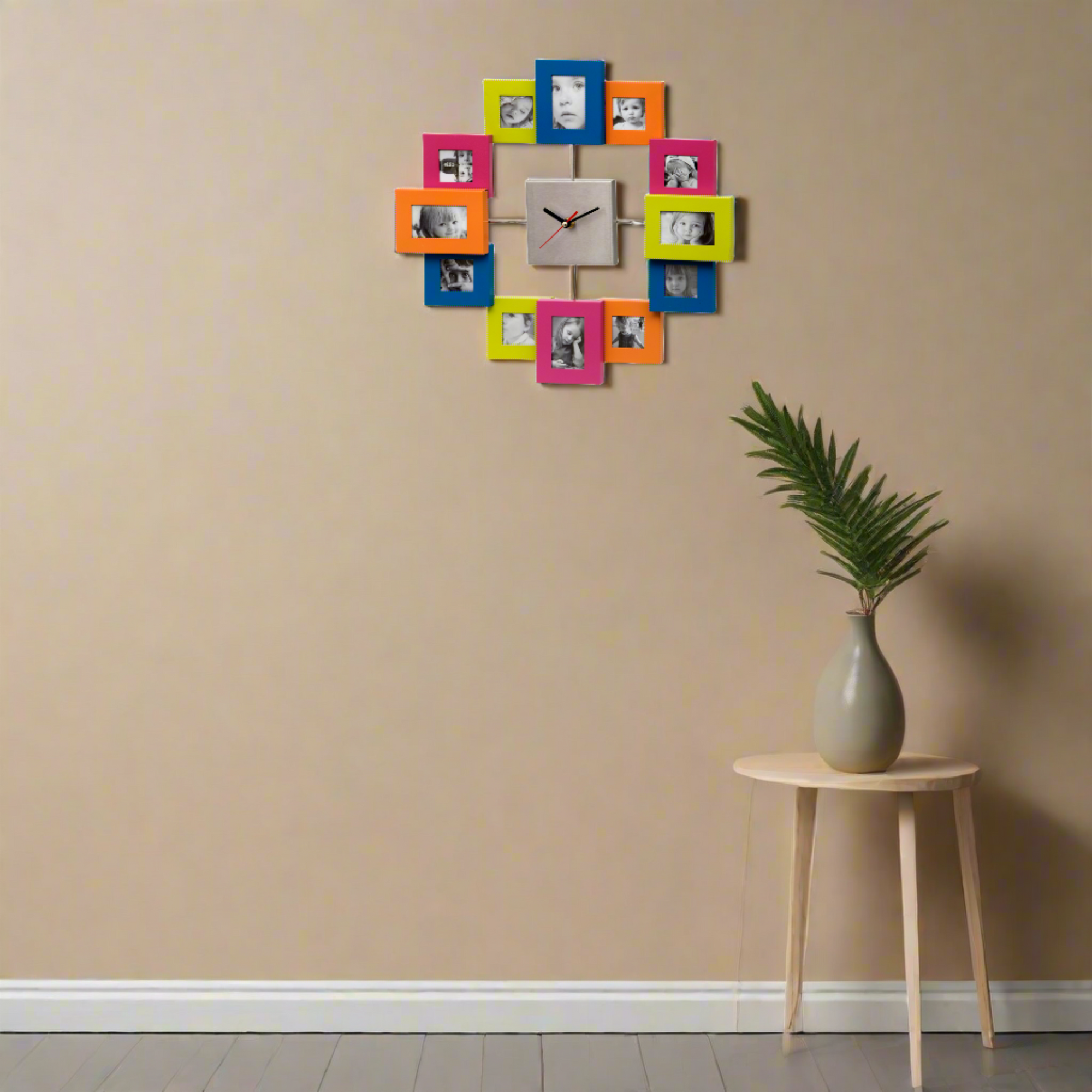 Multi Coloured Photo Frame Wall Clock