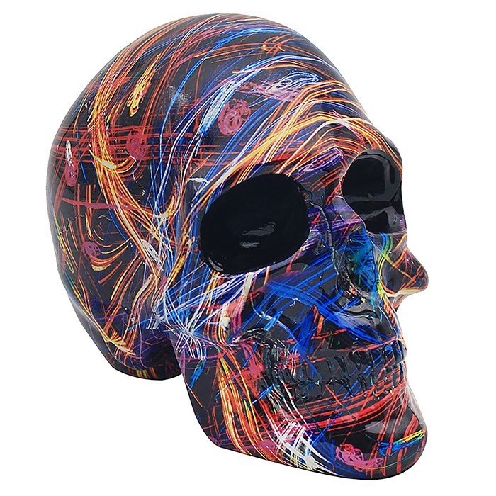 Multi-Coloured Skull Figurine - Small