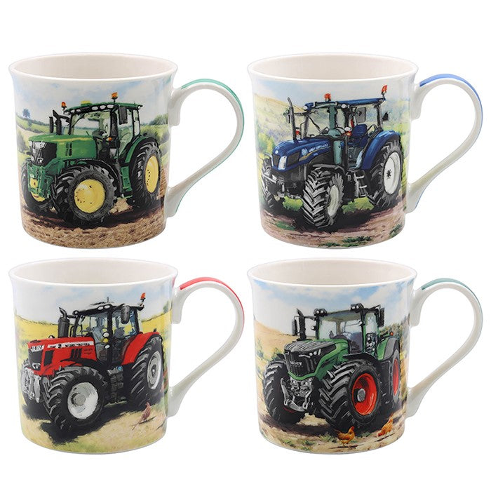 Farm Tractors Fine China Mugs - Set of 4