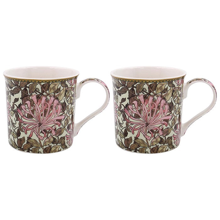 William Morris Honeysuckle Fine China Mugs - Set of 2