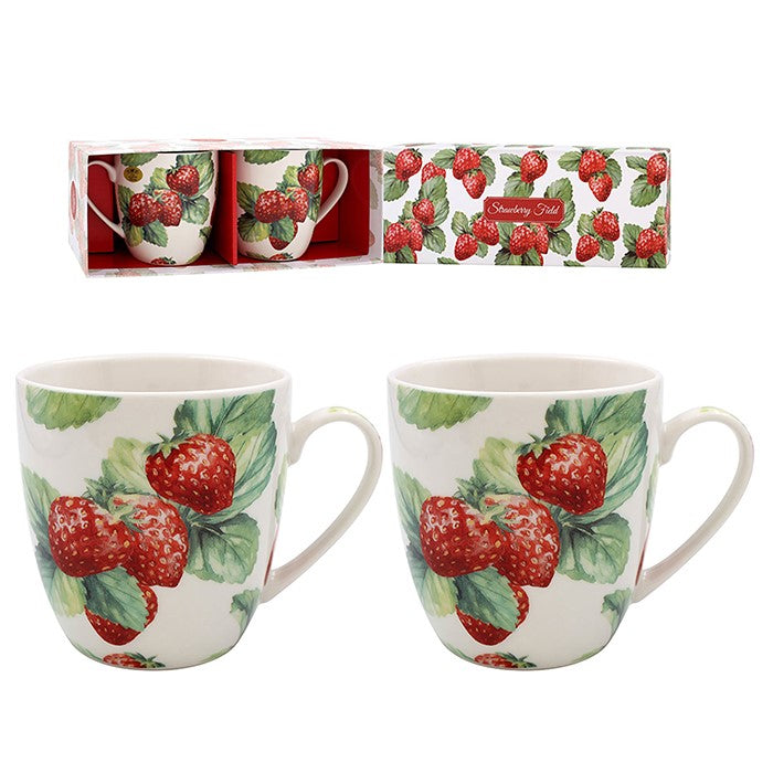 Strawberry Field Design Mugs - Set of 2