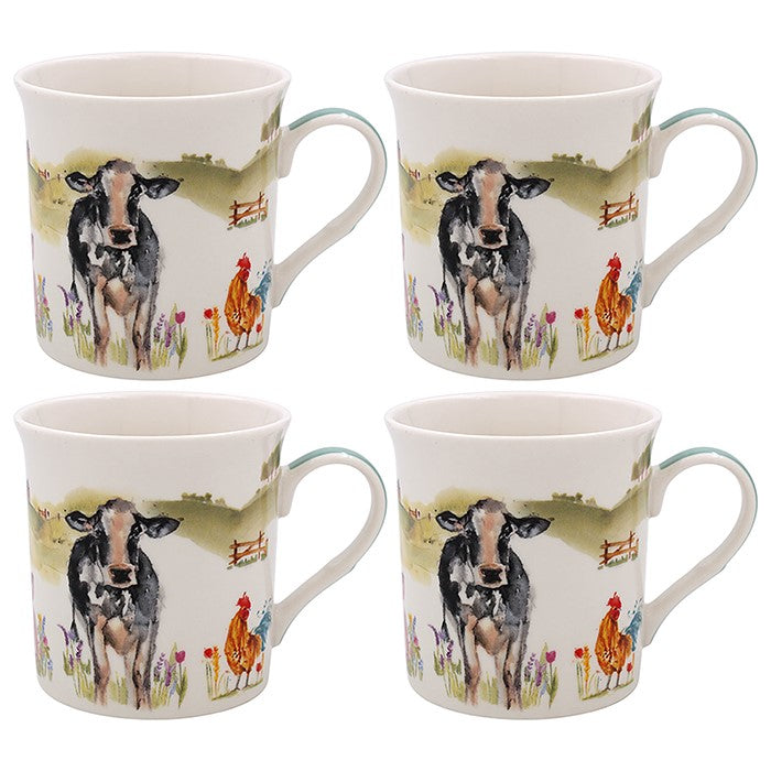 Farmyard Fine China Mugs - Set of 4