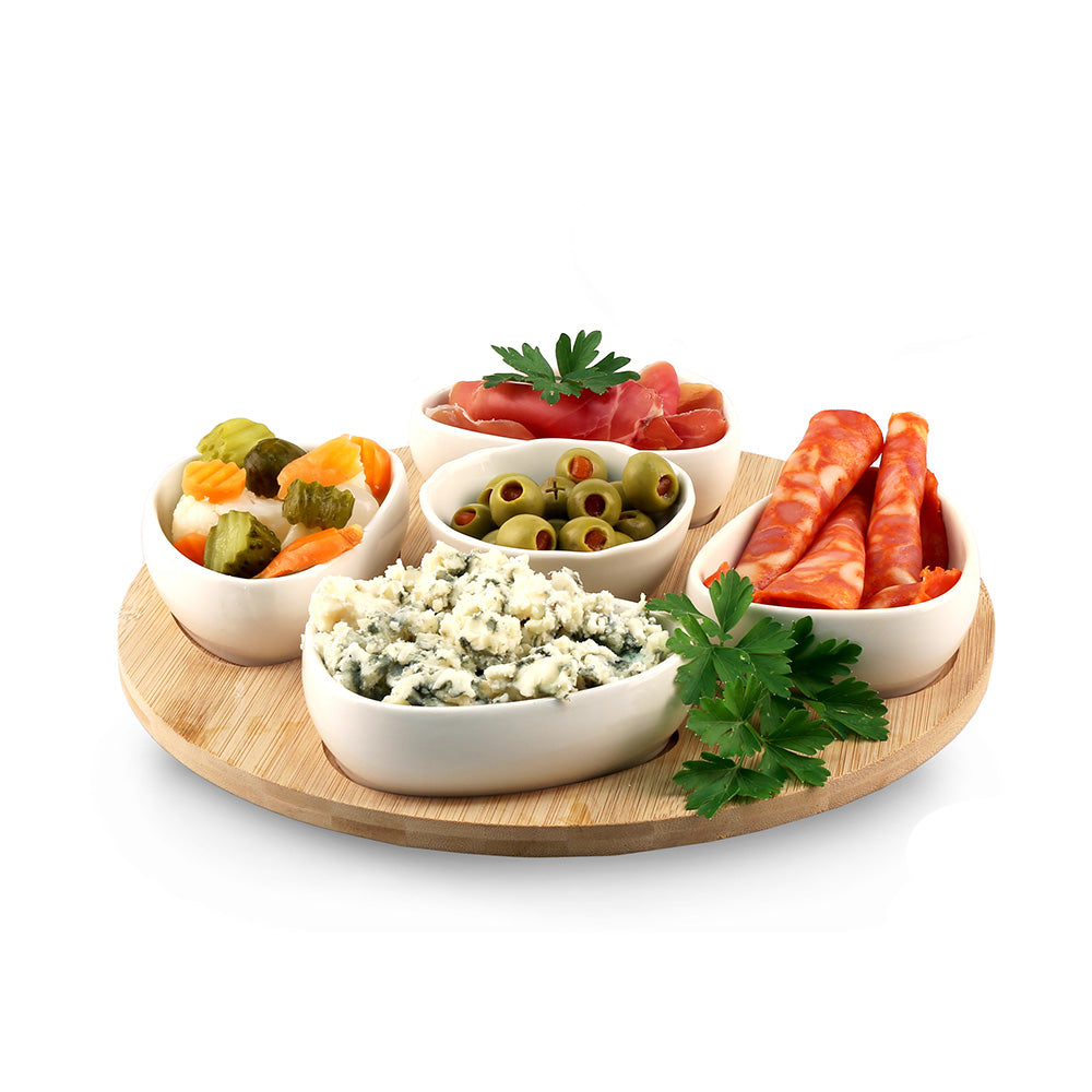 Set of 5 Appetizers Serving Dishes with Tray