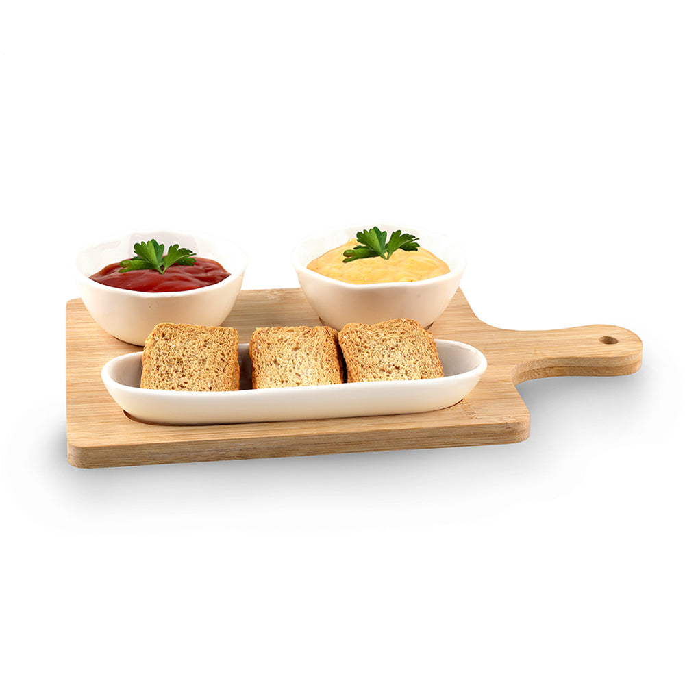 Set of 3 Appetizers Serving Dishes with Tray