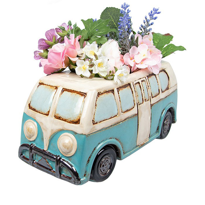 Blue Camper Van Planter