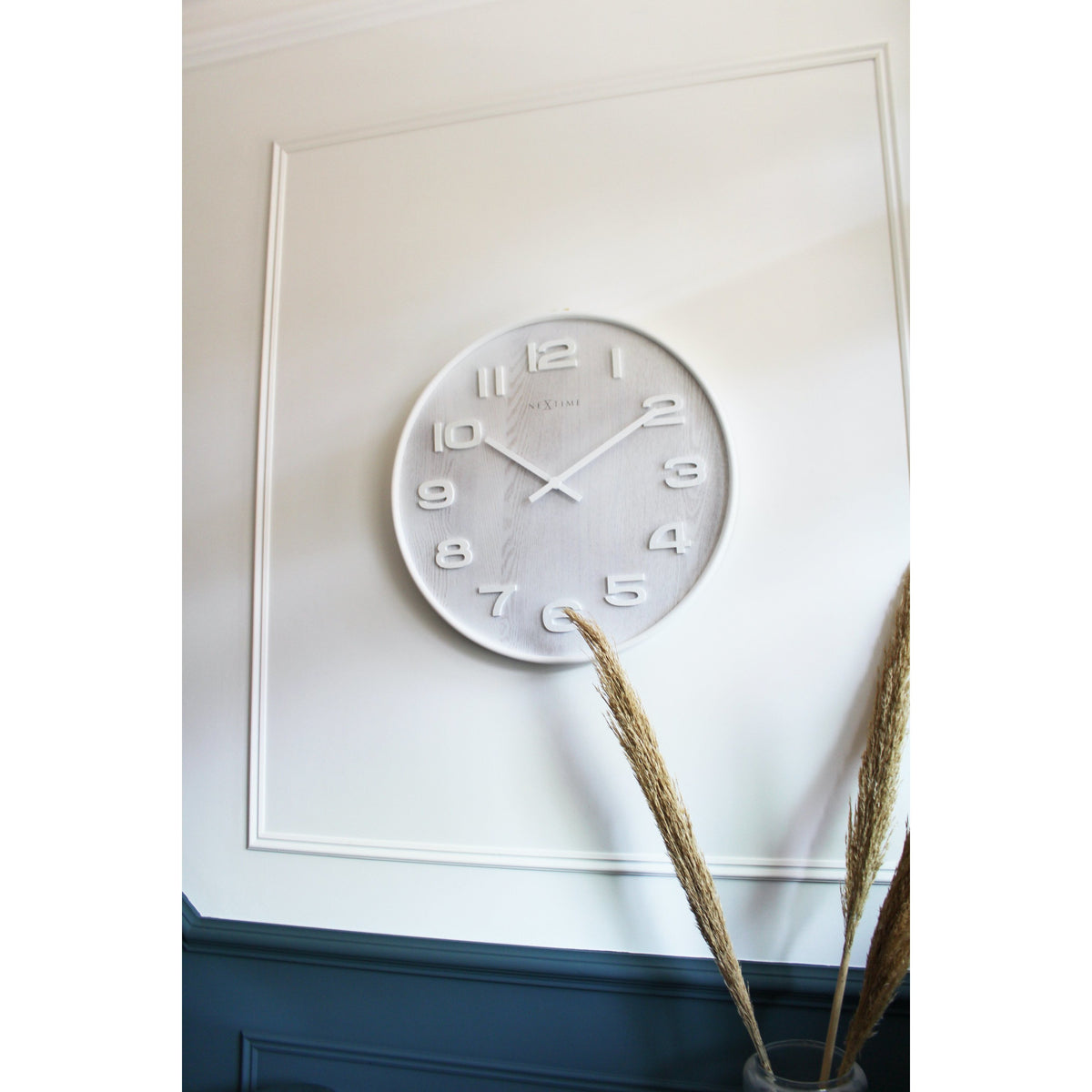 NeXtime - Wall clock – 52.8 x 3 cm - Wood - White - &#39;Wood Wood Big&#39;