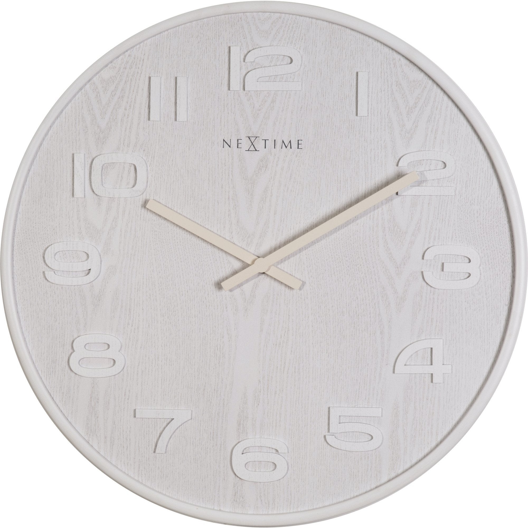 NeXtime - Wall clock – 52.8 x 3 cm - Wood - White - 'Wood Wood Big'