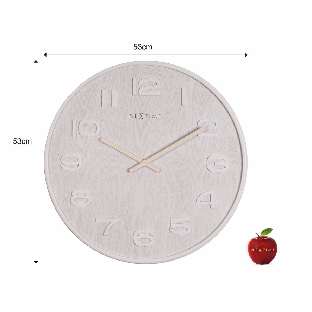 NeXtime - Wall clock – 52.8 x 3 cm - Wood - White - &#39;Wood Wood Big&#39;