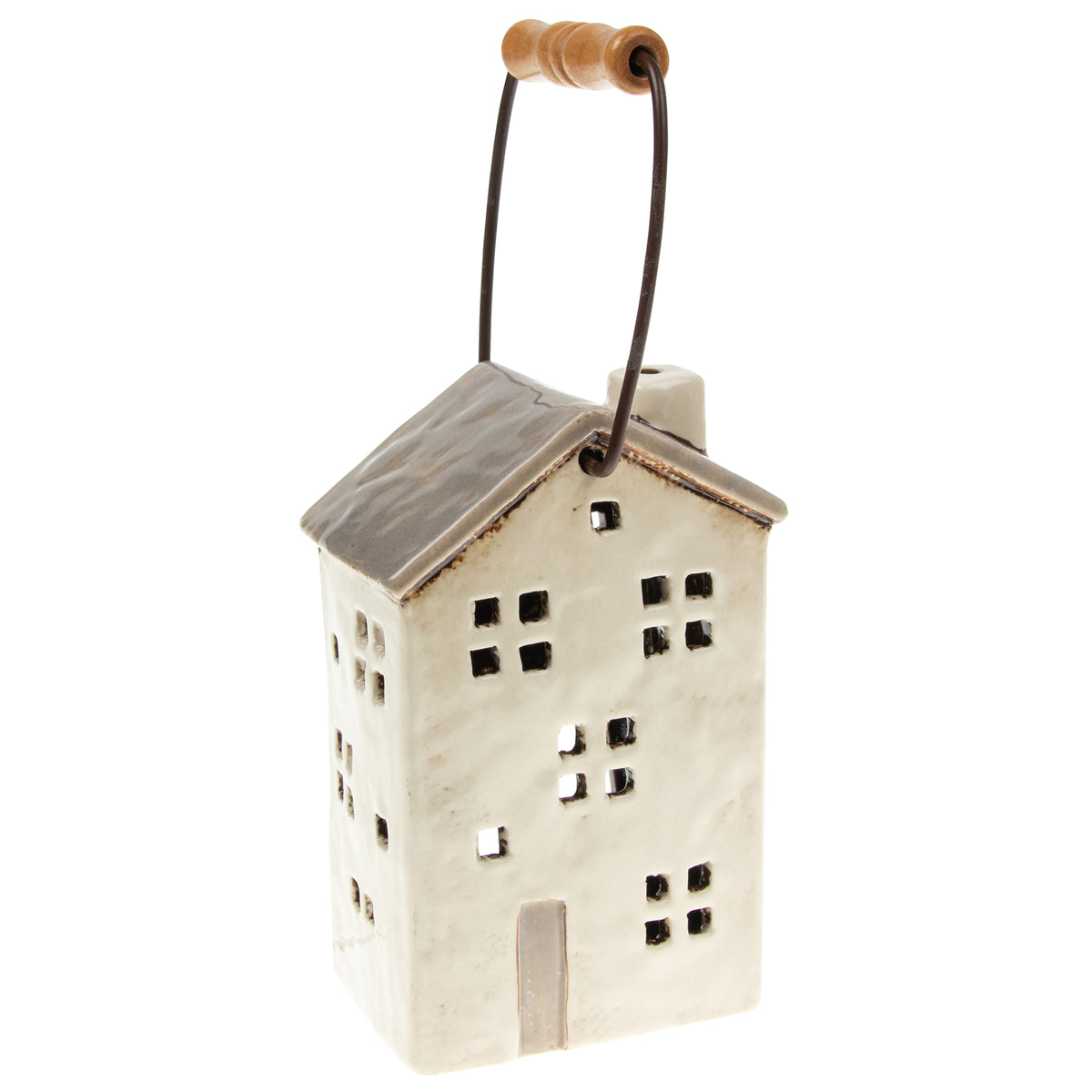 Cream Town House Tealight Lantern