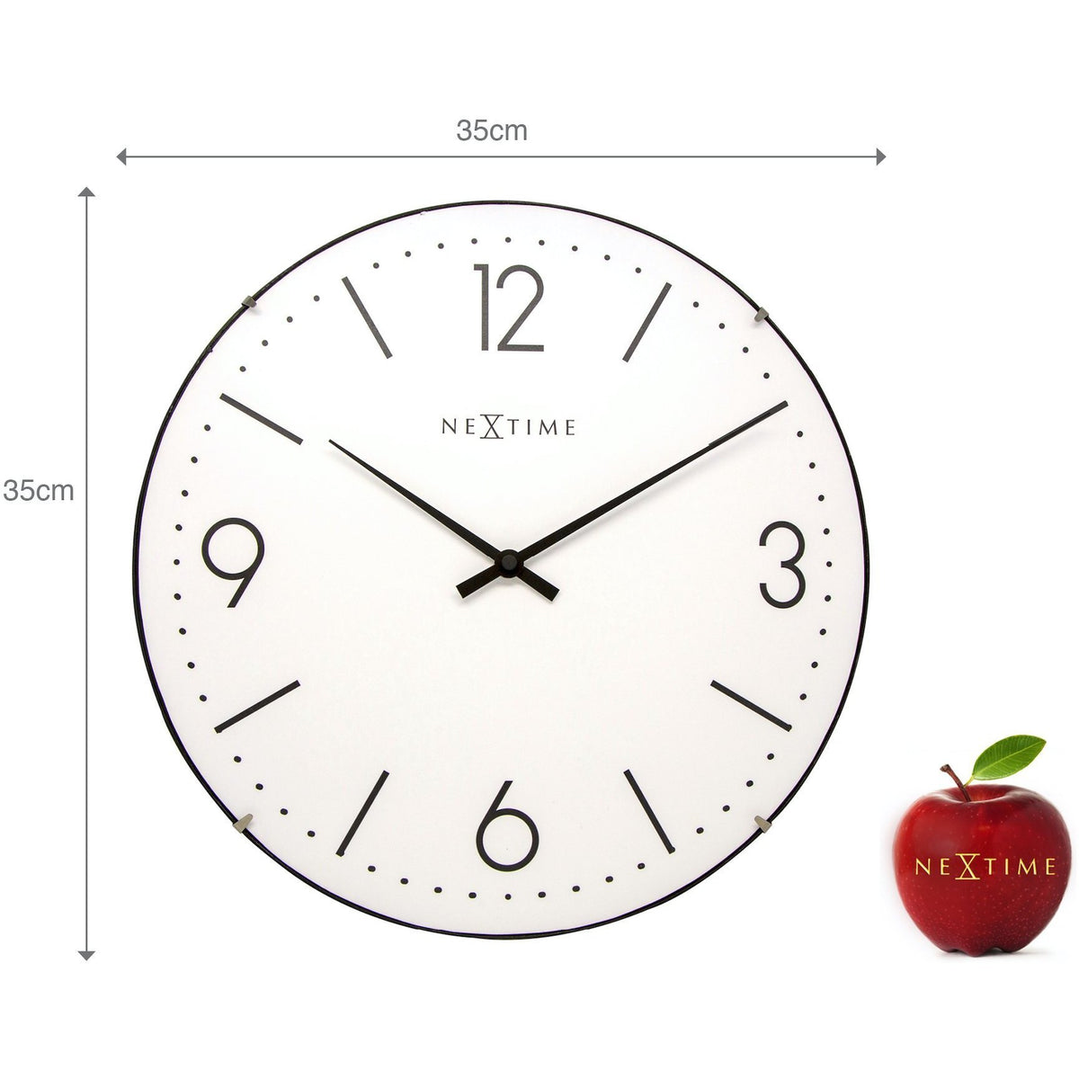 NeXtime - Wall clock - Ø 35 cm  - Dome Glass - White- &#39;Basic Dome&#39;