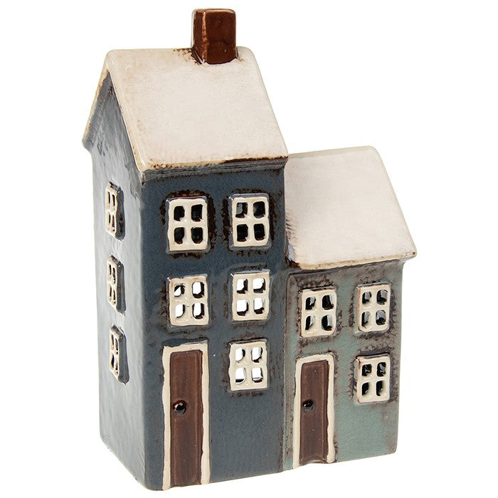 Grey and Navy House Tealight Holder