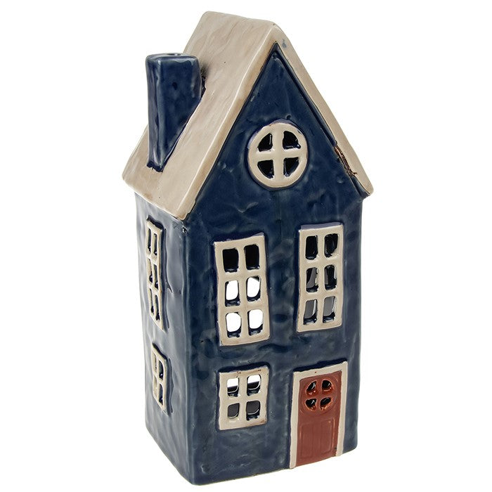 Navy Tall Cottage Tealight Holder