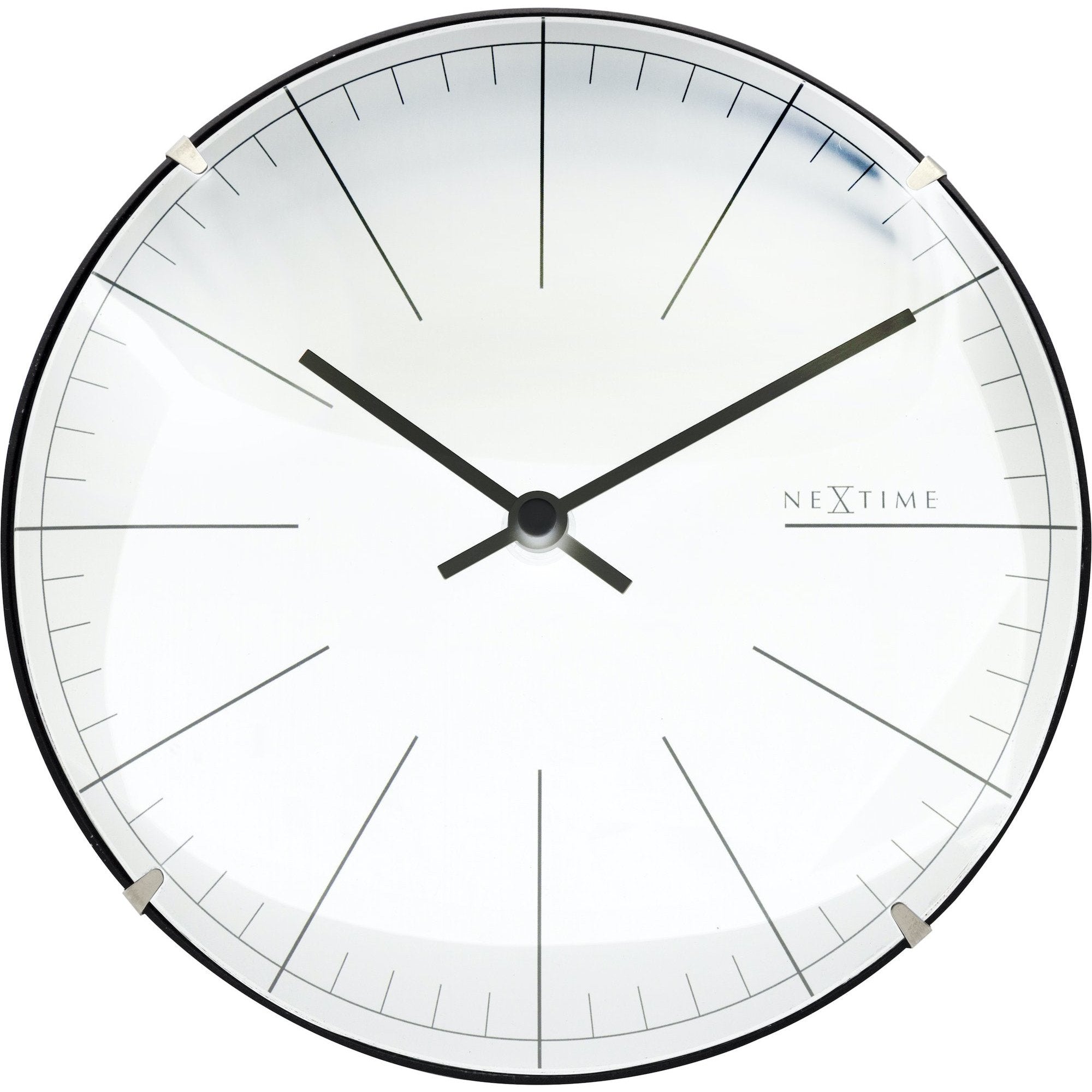 NeXtime - Wall clock/ Table clock- Ø 20 cm- Glass – Dome Shaped Glass- White – 'Big Stripe Mini Dome'