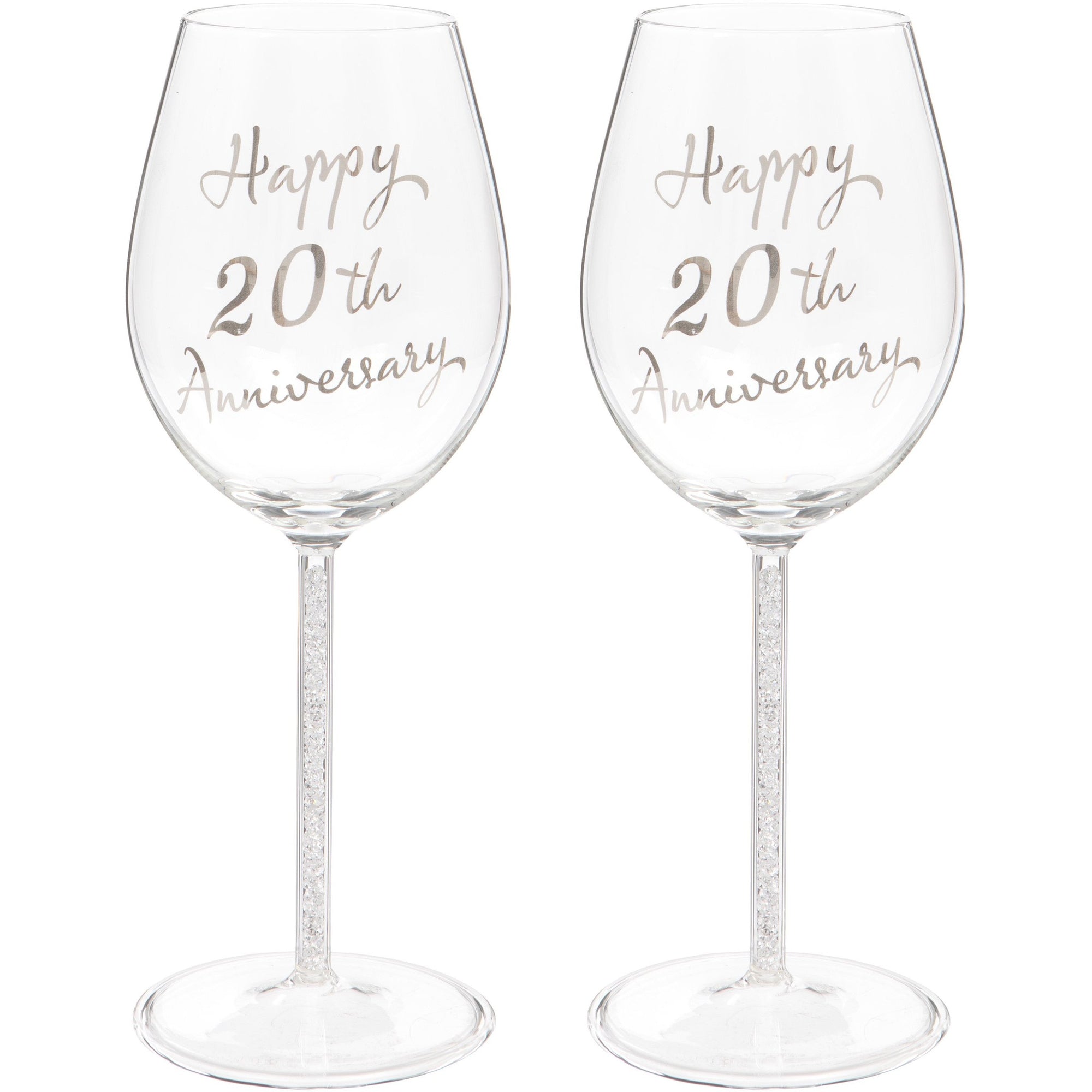 Set of Two 20th Anniversary Wine Glasses