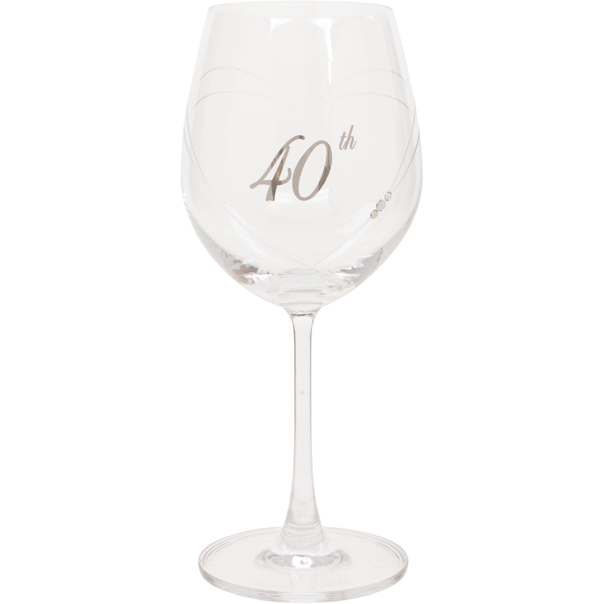 Etched Heart Wine Glass - 40th