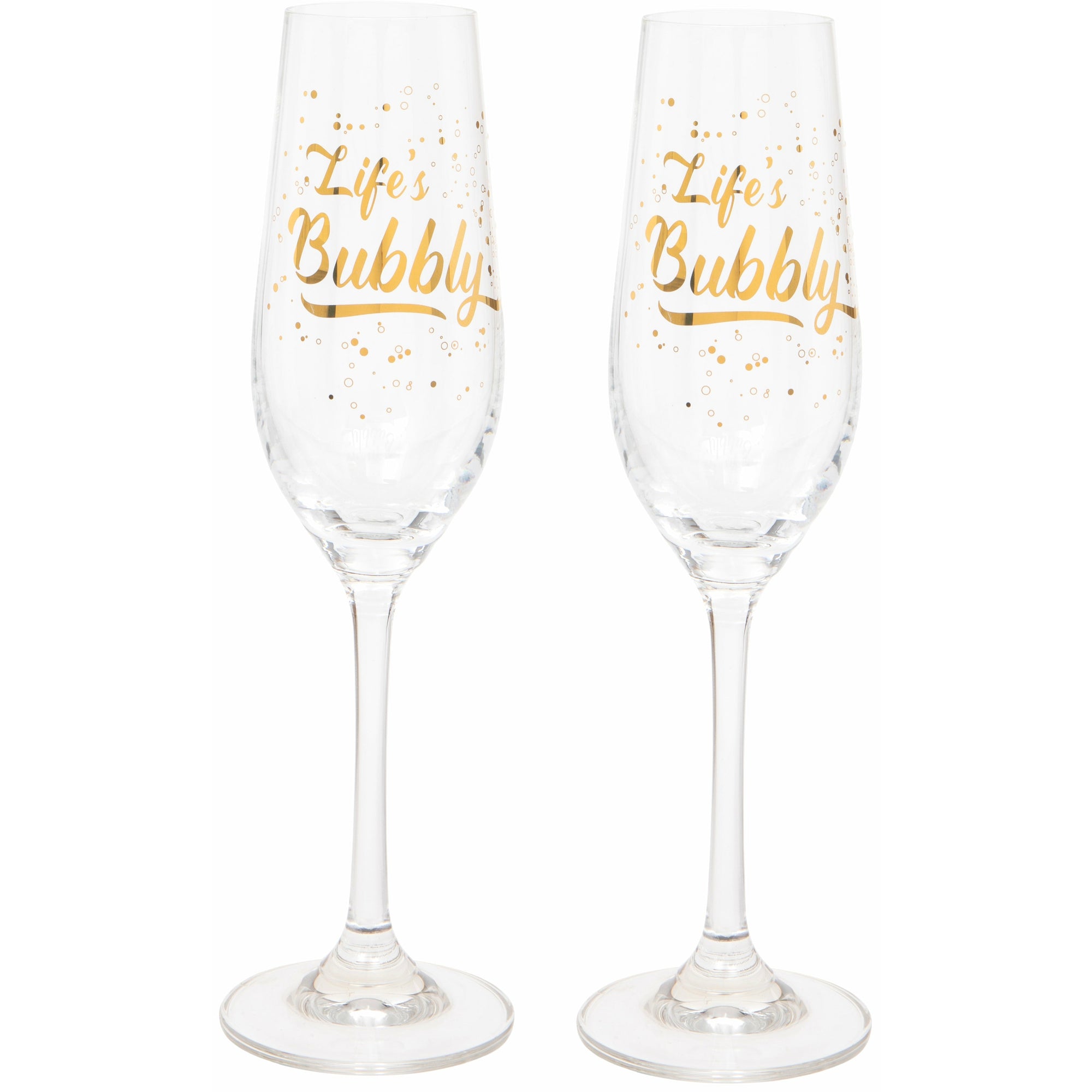 Set of Two 'Life's Bubbly' Champagne Flutes