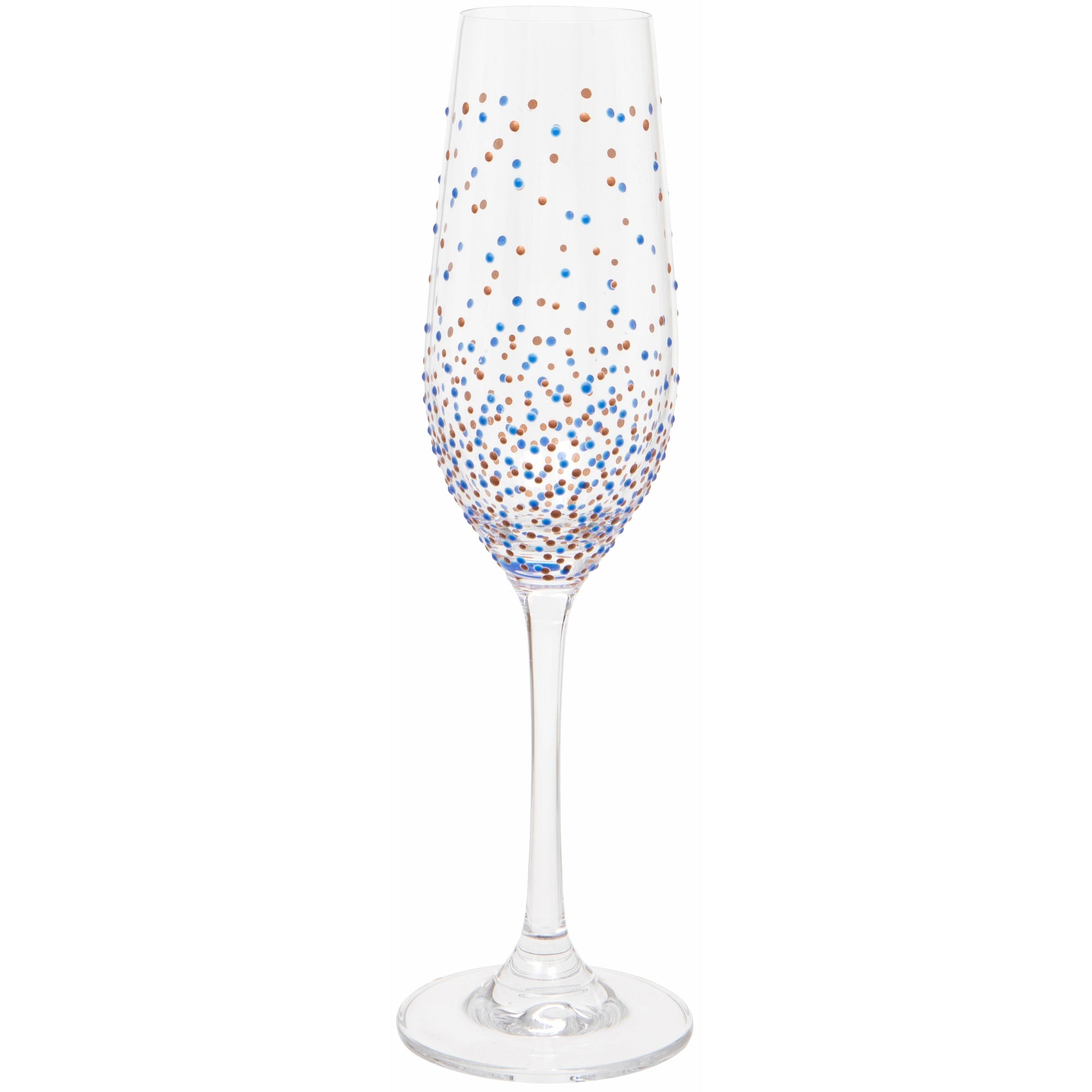 Hand Painted Blue Dot Champagne Flute