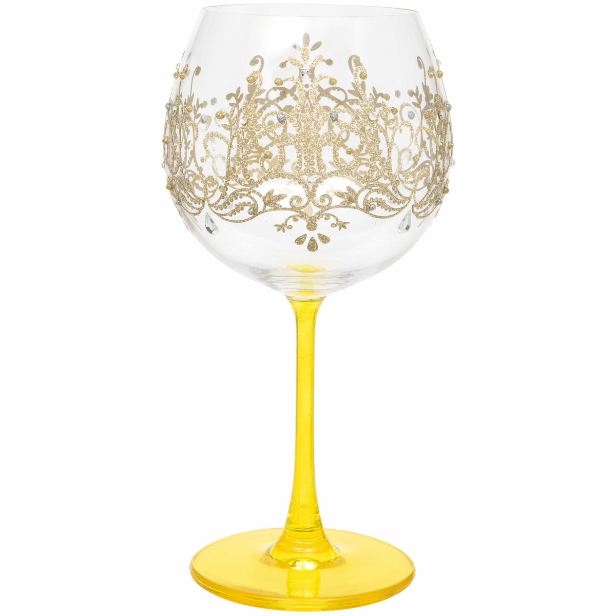 Hand Painted Gold Flock Gin Glass